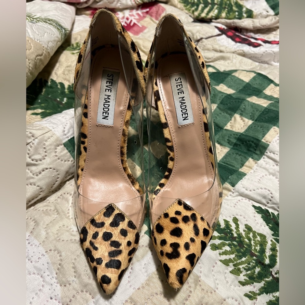 Steve Madden Leopard Print Translucent Side Panel… - image 1